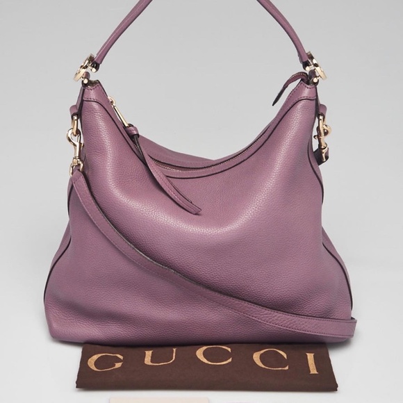 Gucci Handbags - 💕Authenic Gucci Mauve Leather Hobo Shoulder Tote Convertible Detachable Strap